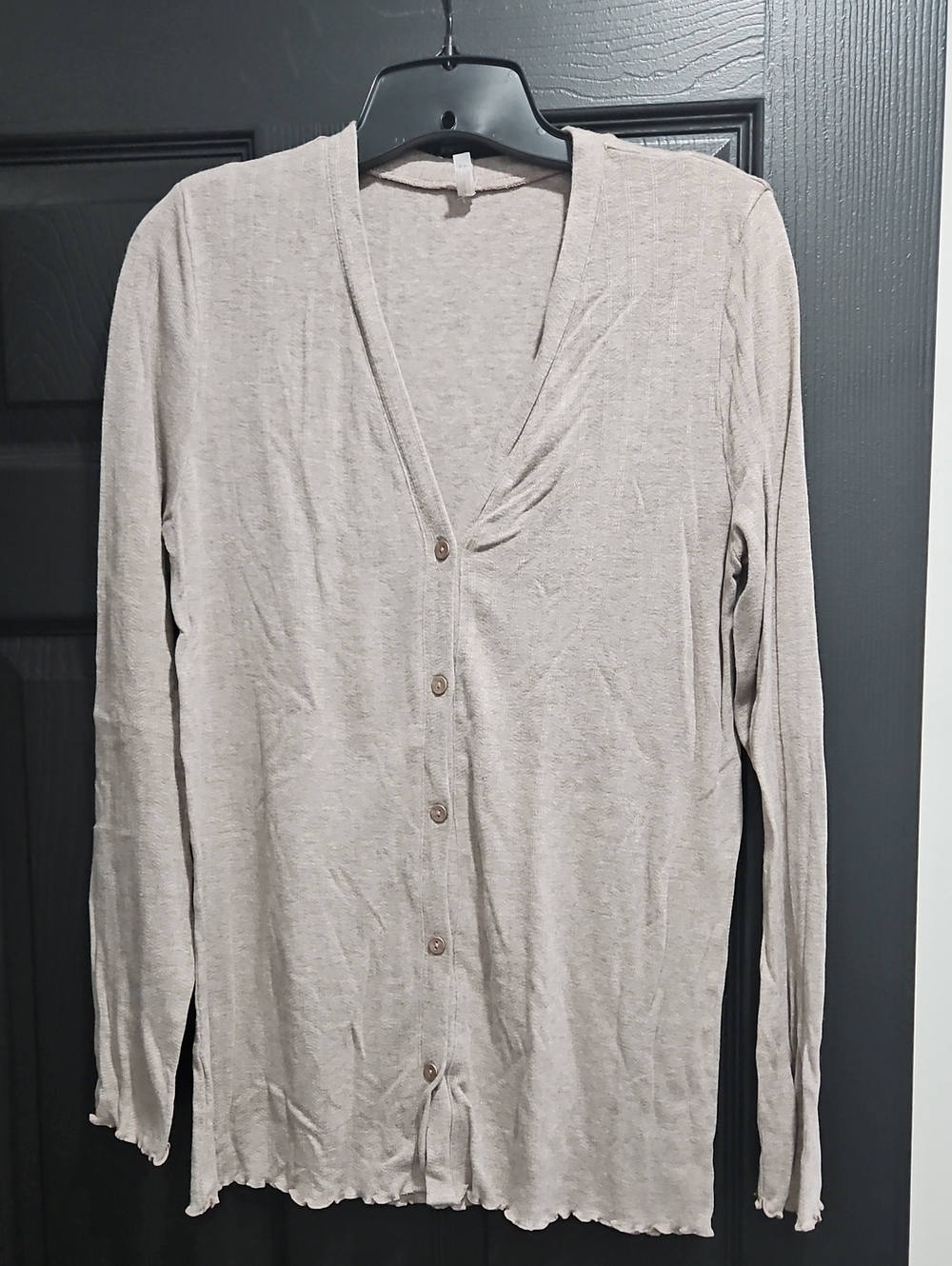 intimissimi Women's Long-Sleeve Button Front V-Neck in Light Taupe